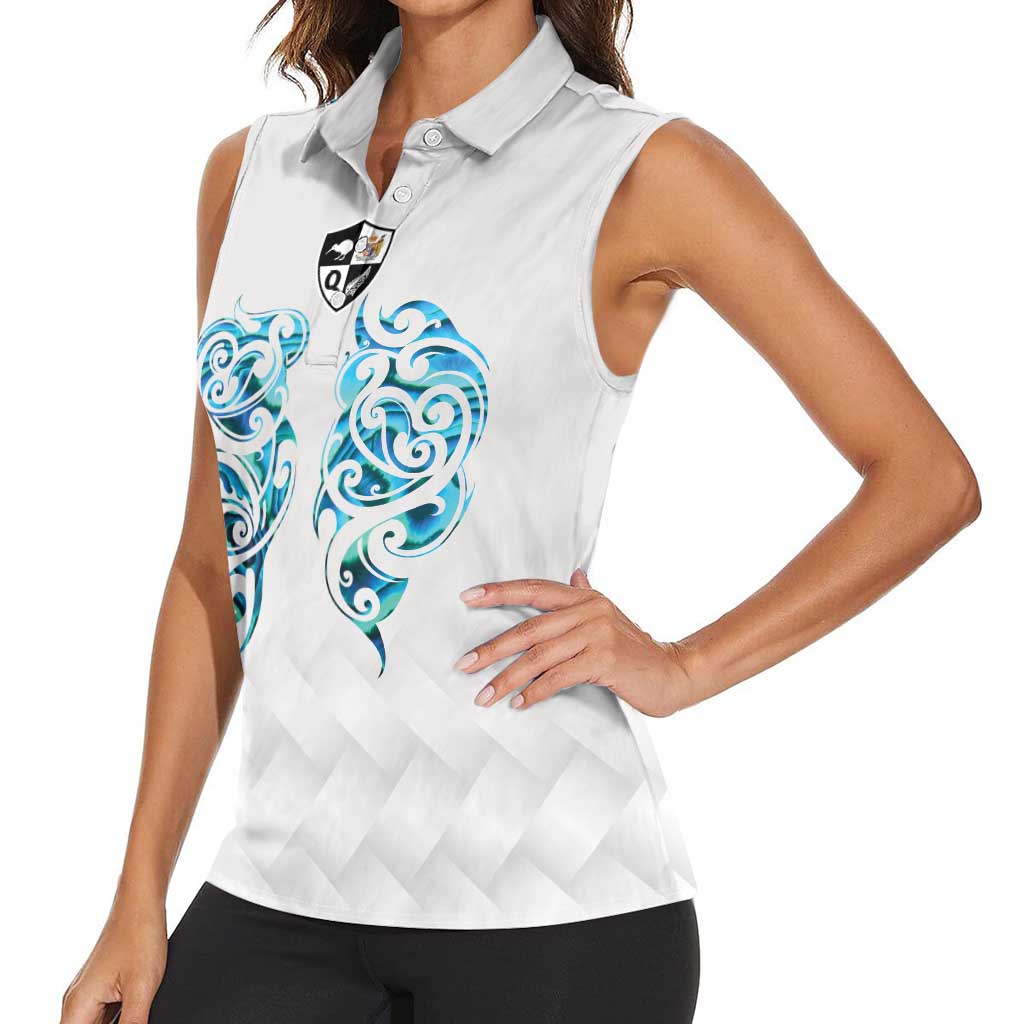 Queensland Maori Kiwi Personalised Women Sleeveless Polo Shirt Ma Kakariki Papua Shell Maori Tribal Tattoo