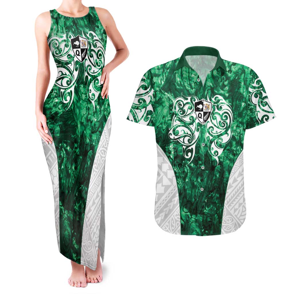 Queensland Maori Kiwi Personalised Couples Matching Tank Maxi Dress and Hawaiian Shirt Kikirangi Papua Shell Maori Tribal Tattoo
