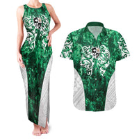 Queensland Maori Kiwi Personalised Couples Matching Tank Maxi Dress and Hawaiian Shirt Kikirangi Papua Shell Maori Tribal Tattoo