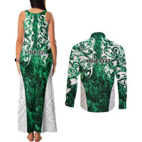 Queensland Maori Kiwi Personalised Couples Matching Tank Maxi Dress and Long Sleeve Button Shirt Kikirangi Papua Shell Maori Tribal Tattoo