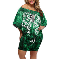 Queensland Maori Kiwi Personalised Family Matching Off Shoulder Short Dress and Hawaiian Shirt Kikirangi Papua Shell Maori Tribal Tattoo