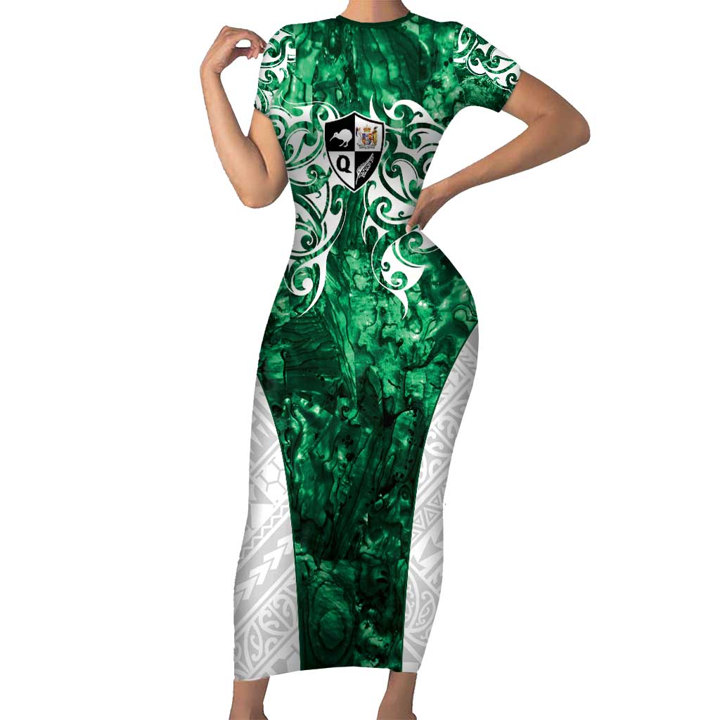 Queensland Maori Kiwi Personalised Family Matching Short Sleeve Bodycon Dress and Hawaiian Shirt Kikirangi Papua Shell Maori Tribal Tattoo