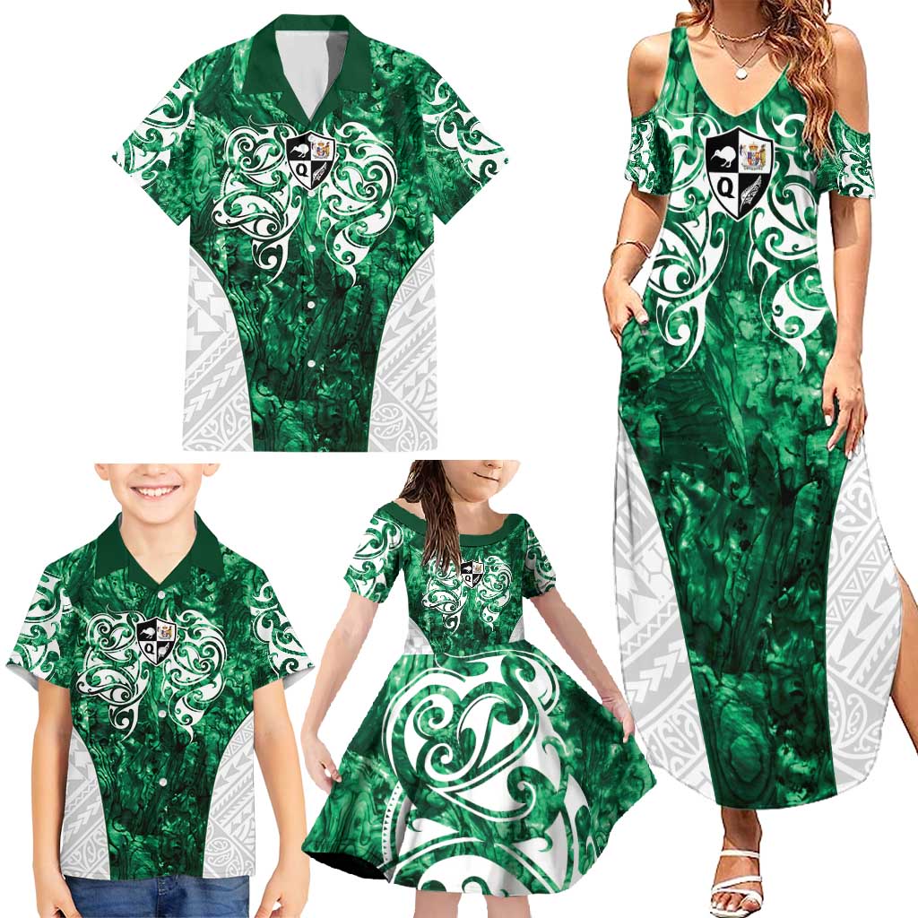 Queensland Maori Kiwi Personalised Family Matching Summer Maxi Dress and Hawaiian Shirt Kikirangi Papua Shell Maori Tribal Tattoo