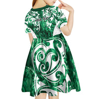 Queensland Maori Kiwi Personalised Kid Short Sleeve Dress Kikirangi Papua Shell Maori Tribal Tattoo