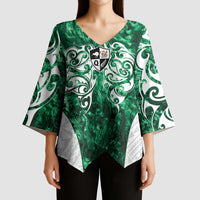 Queensland Maori Kiwi Personalised Kimono Sleeve Blouse Kikirangi Papua Shell Maori Tribal Tattoo - Polynesian Pride