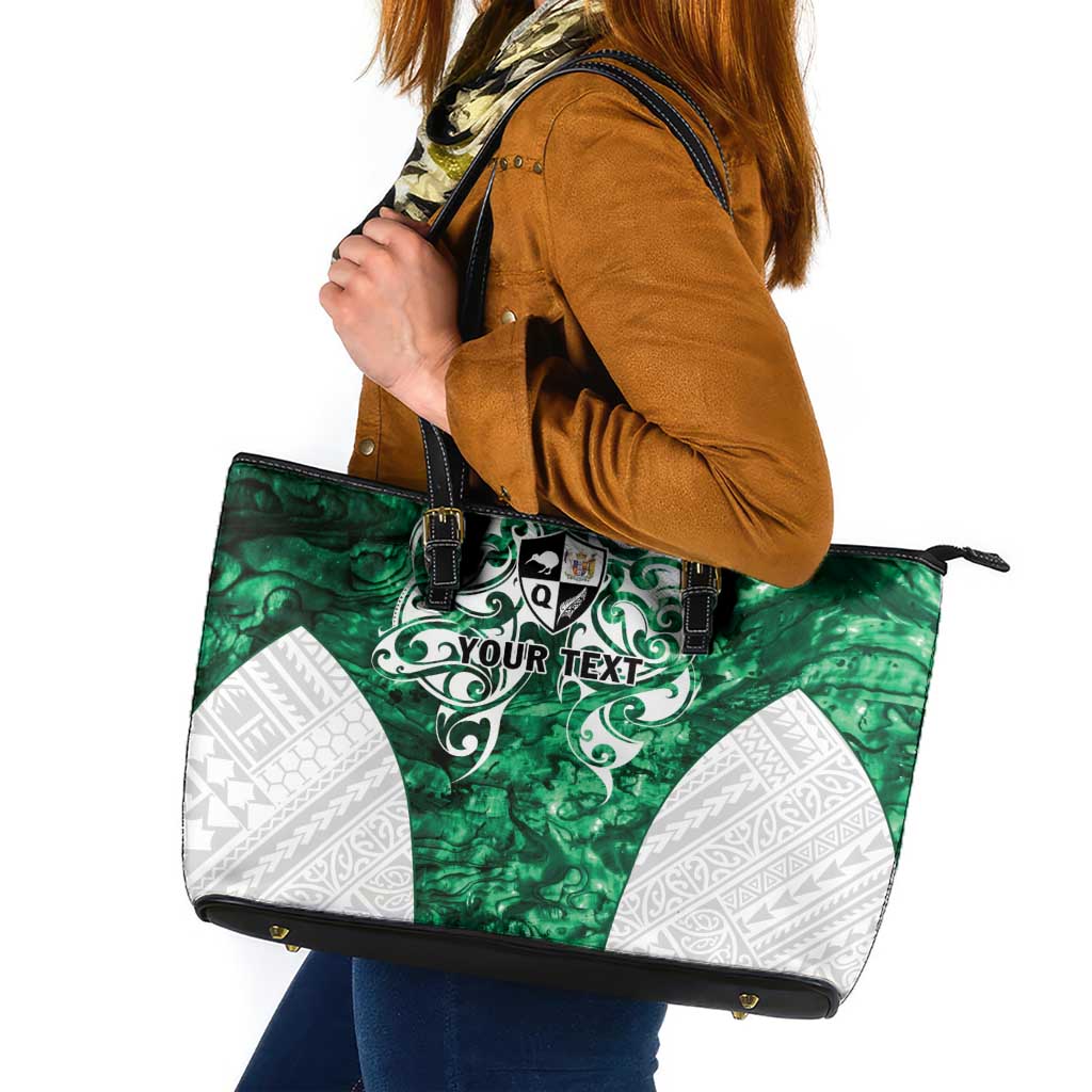 Queensland Maori Kiwi Personalised Leather Tote Bag Kikirangi Papua Shell Maori Tribal Tattoo