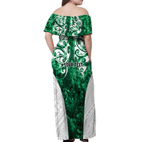 Queensland Maori Kiwi Personalised Off Shoulder Maxi Dress Kikirangi Papua Shell Maori Tribal Tattoo