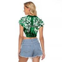 Queensland Maori Kiwi Personalised Raglan Cropped T Shirt Kikirangi Papua Shell Maori Tribal Tattoo