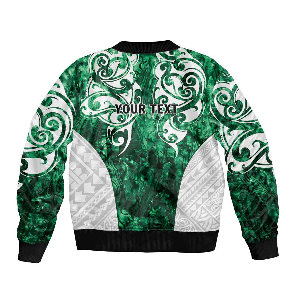 Queensland Maori Kiwi Personalised Sleeve Zip Bomber Jacket Kikirangi Papua Shell Maori Tribal Tattoo