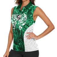 Queensland Maori Kiwi Personalised Women Sleeveless Polo Shirt Kikirangi Papua Shell Maori Tribal Tattoo