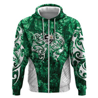 Queensland Maori Kiwi Personalised Zip Hoodie Kikirangi Papua Shell Maori Tribal Tattoo