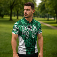 Queensland Maori Kiwi Personalised Zipper Polo Shirt Kikirangi Papua Shell Maori Tribal Tattoo - Polynesian Pride