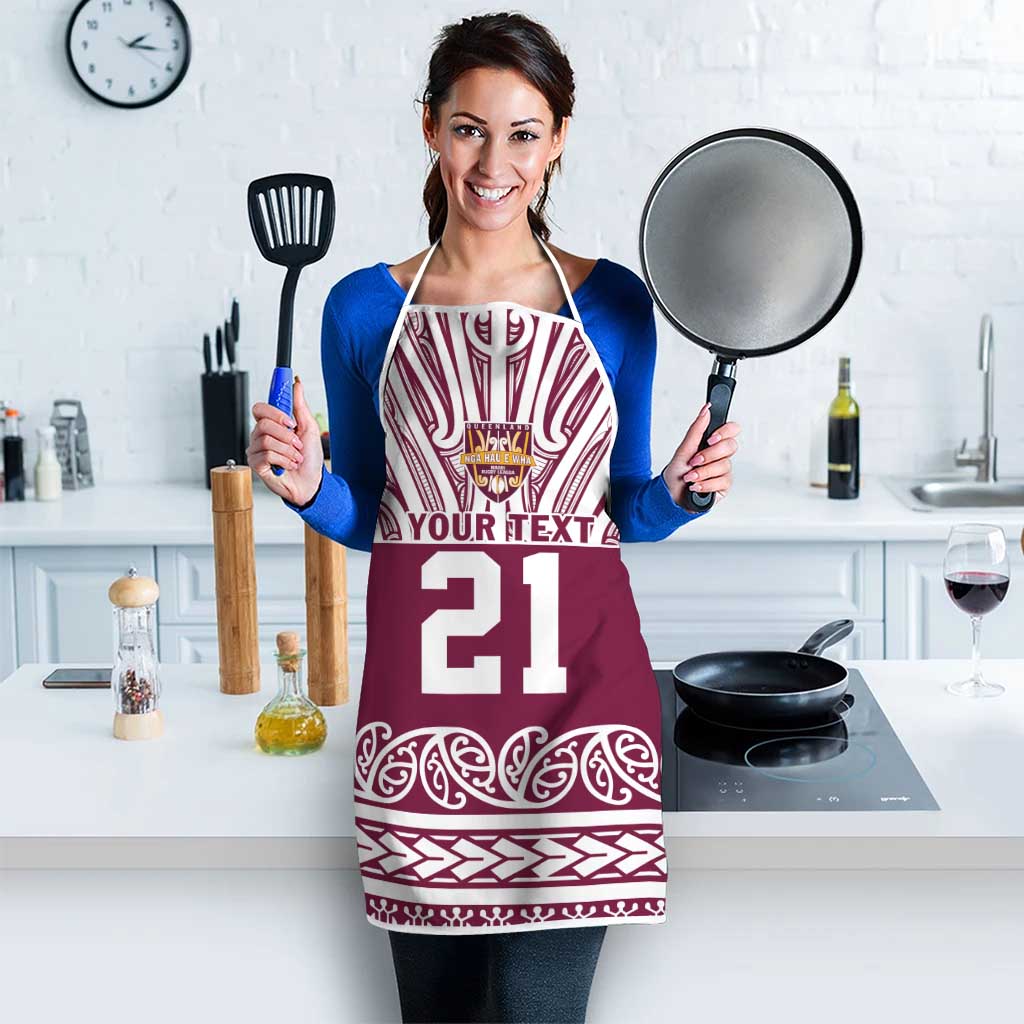 Queensland Maori Nga Hau E Wha Custom Apron Polynesian Maori Tribal Pattern - Polynesian Pride