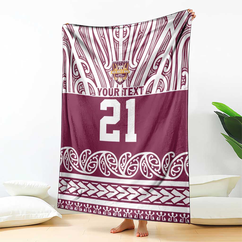 Queensland Maori Nga Hau E Wha Custom Blanket Polynesian Maori Tribal Pattern