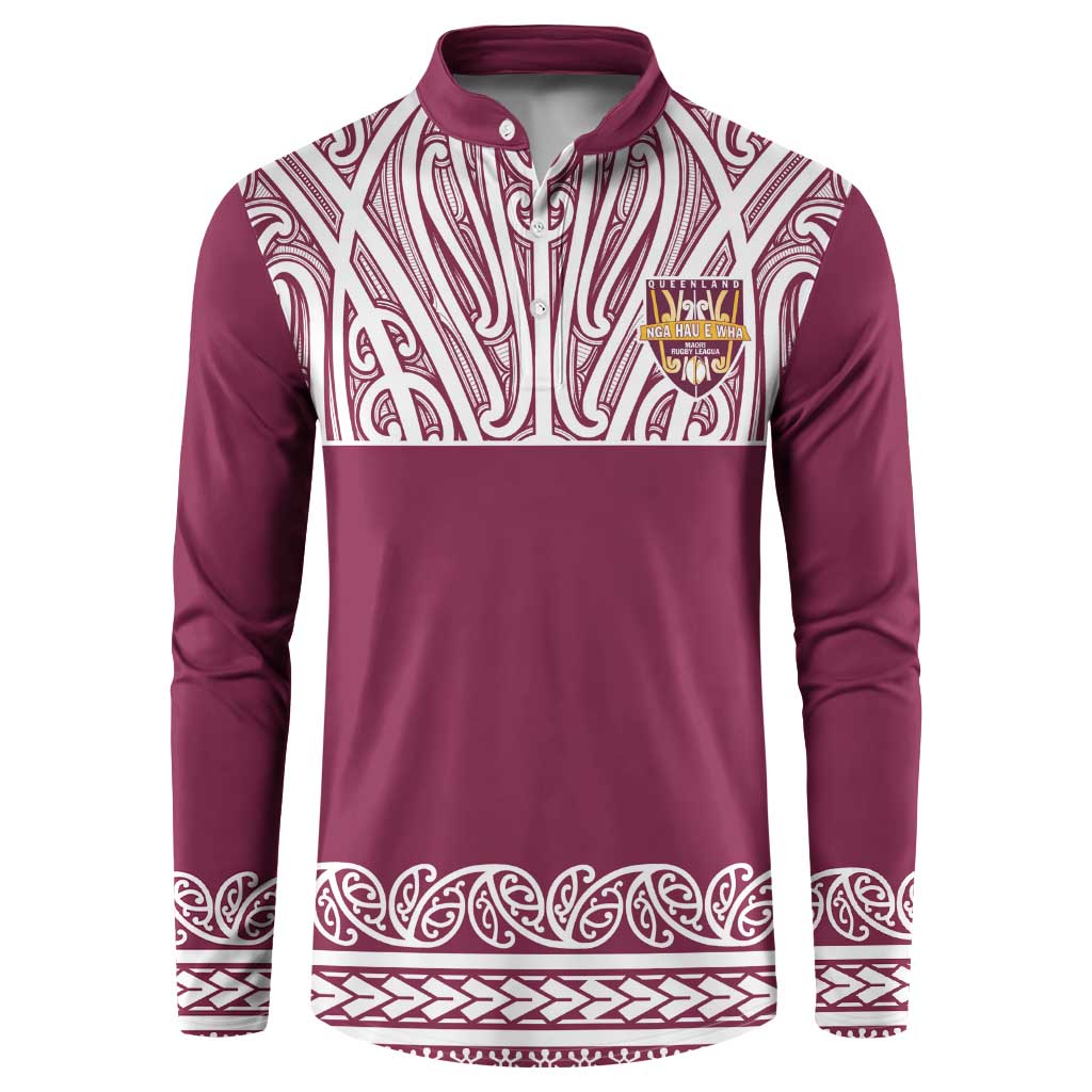 Queensland Maori Nga Hau E Wha Custom Button Sweatshirt Polynesian Maori Tribal Pattern