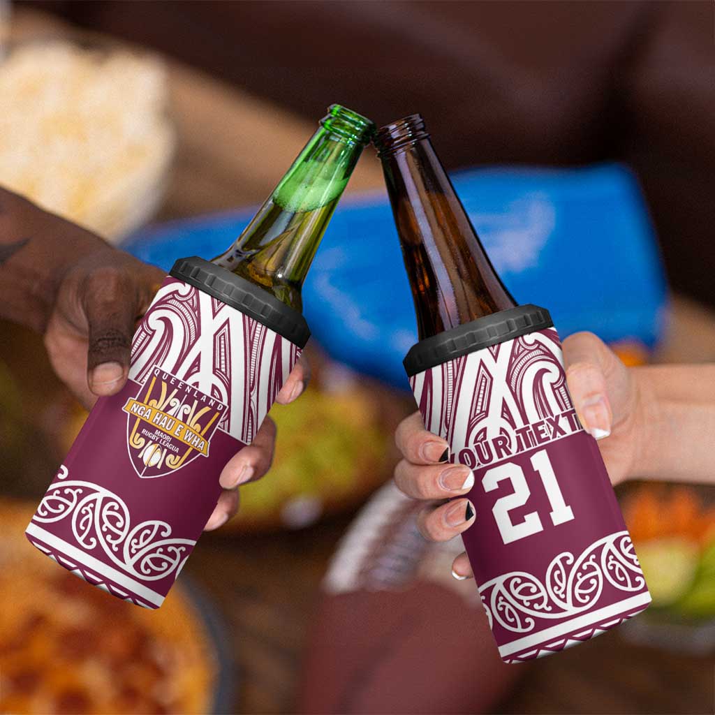 Queensland Maori Nga Hau E Wha Custom 4 in 1 Can Cooler Tumbler Polynesian Maori Tribal Pattern