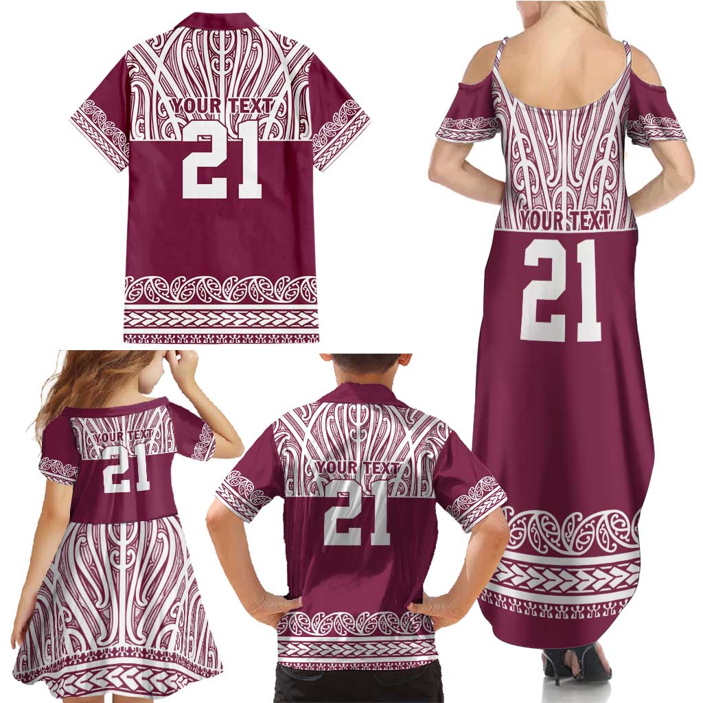 Queensland Maori Nga Hau E Wha Custom Family Matching Summer Maxi Dress and Hawaiian Shirt Polynesian Maori Tribal Pattern