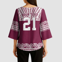 Queensland Maori Nga Hau E Wha Custom Kimono Sleeve Blouse Polynesian Maori Tribal Pattern - Polynesian Pride
