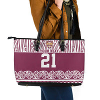 Queensland Maori Nga Hau E Wha Custom Leather Tote Bag Polynesian Maori Tribal Pattern