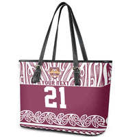 Queensland Maori Nga Hau E Wha Custom Leather Tote Bag Polynesian Maori Tribal Pattern