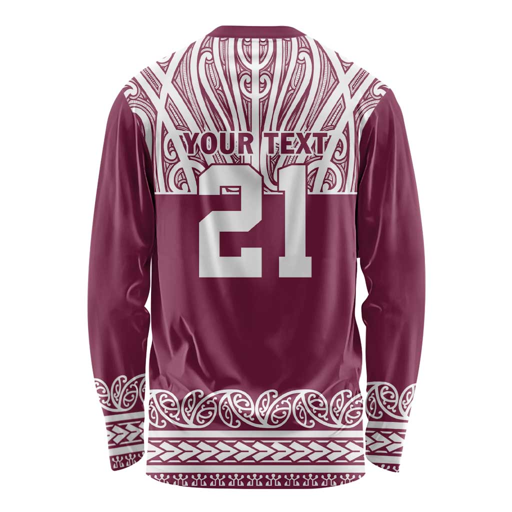 Queensland Maori Nga Hau E Wha Custom Long Sleeve Shirt Polynesian Maori Tribal Pattern