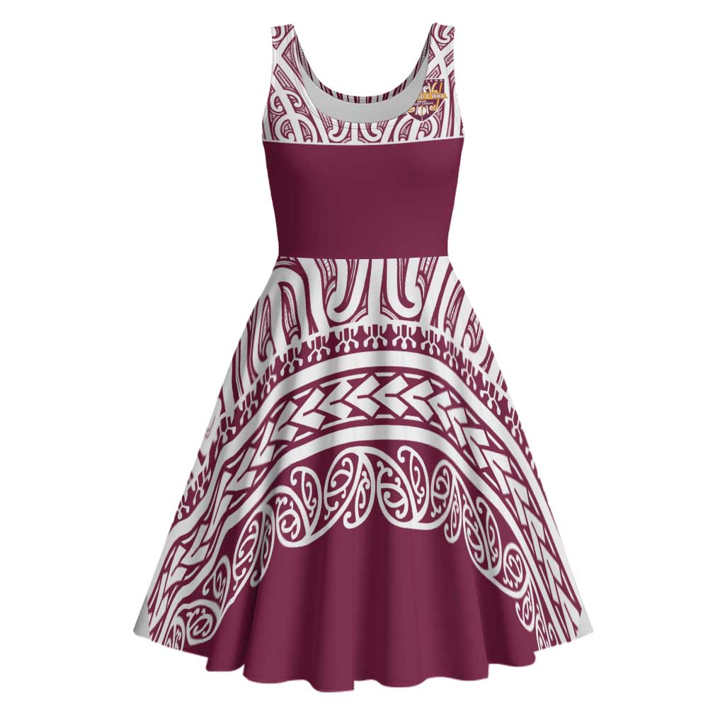 Queensland Maori Nga Hau E Wha Custom Midi Dress Polynesian Maori Tribal Pattern - Polynesian Pride
