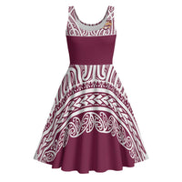 Queensland Maori Nga Hau E Wha Custom Midi Dress Polynesian Maori Tribal Pattern - Polynesian Pride