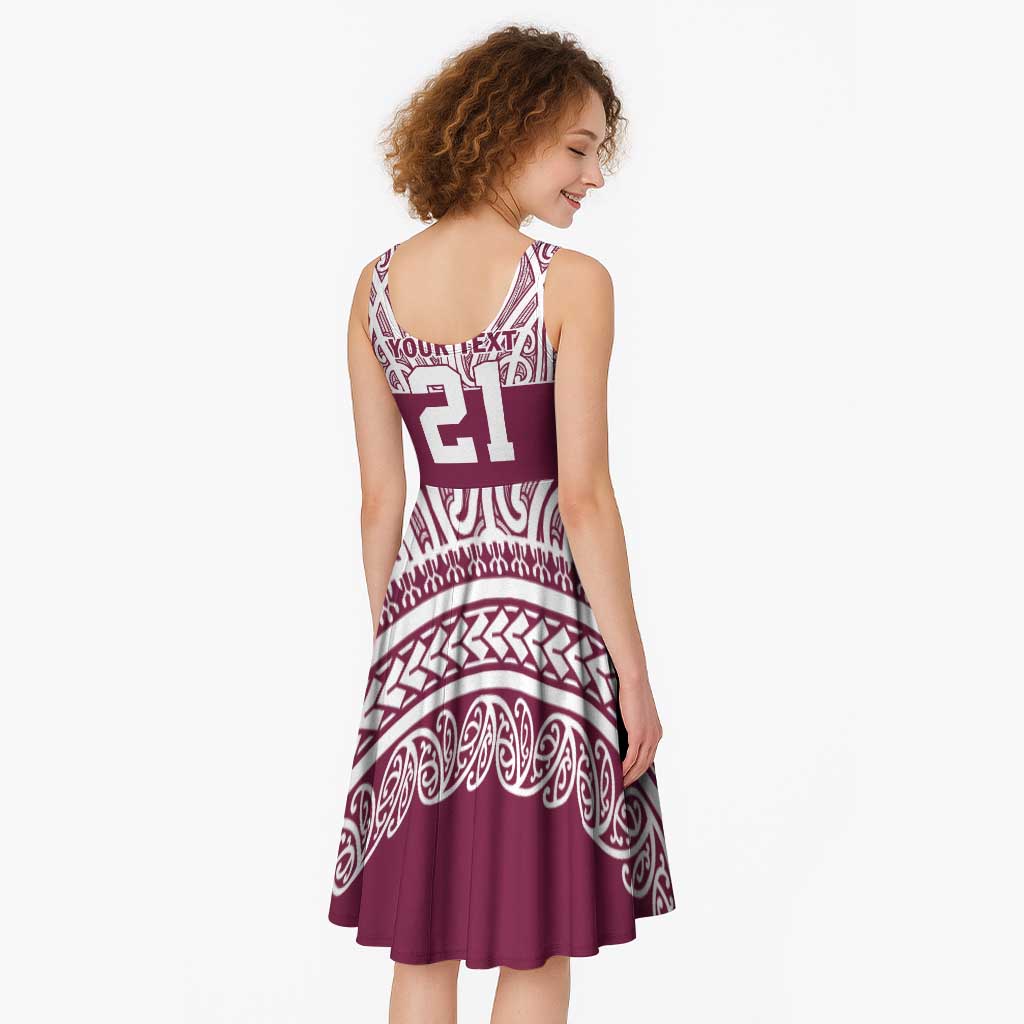 Queensland Maori Nga Hau E Wha Custom Midi Dress Polynesian Maori Tribal Pattern - Polynesian Pride