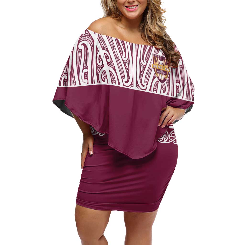 Queensland Maori Nga Hau E Wha Custom Off Shoulder Short Dress Polynesian Maori Tribal Pattern