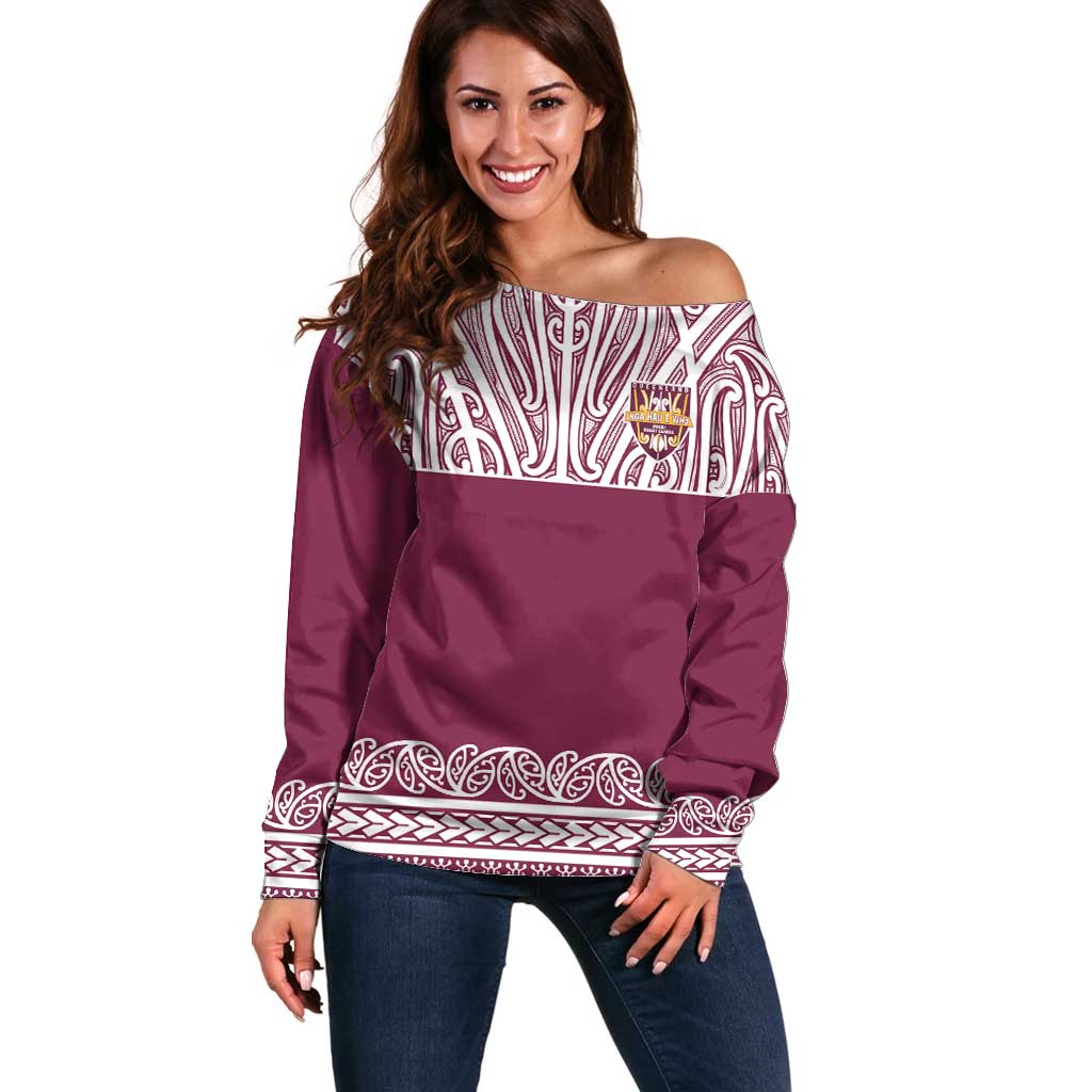 Queensland Maori Nga Hau E Wha Custom Off Shoulder Sweater Polynesian Maori Tribal Pattern