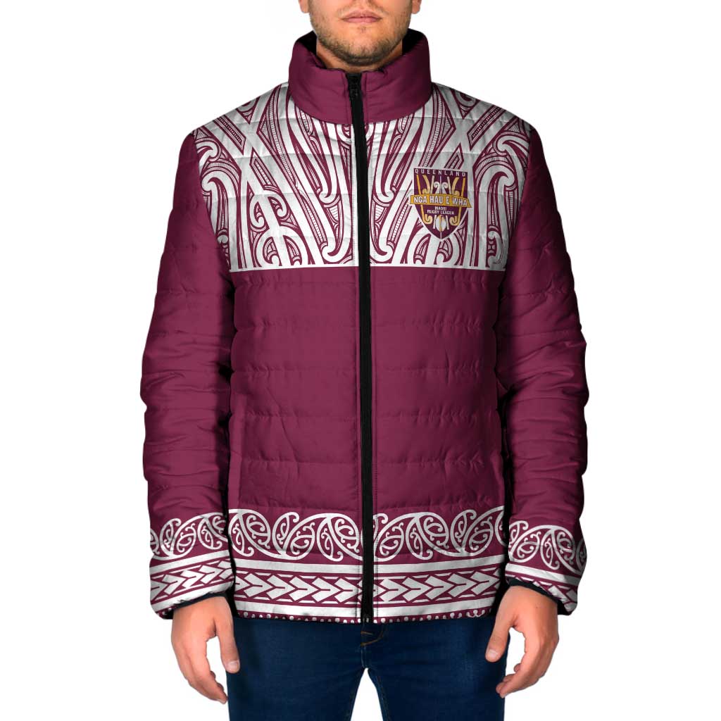 Queensland Maori Nga Hau E Wha Custom Padded Jacket Polynesian Maori Tribal Pattern - Polynesian Pride