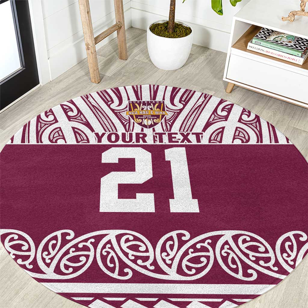 Queensland Maori Nga Hau E Wha Custom Round Carpet Polynesian Maori Tribal Pattern