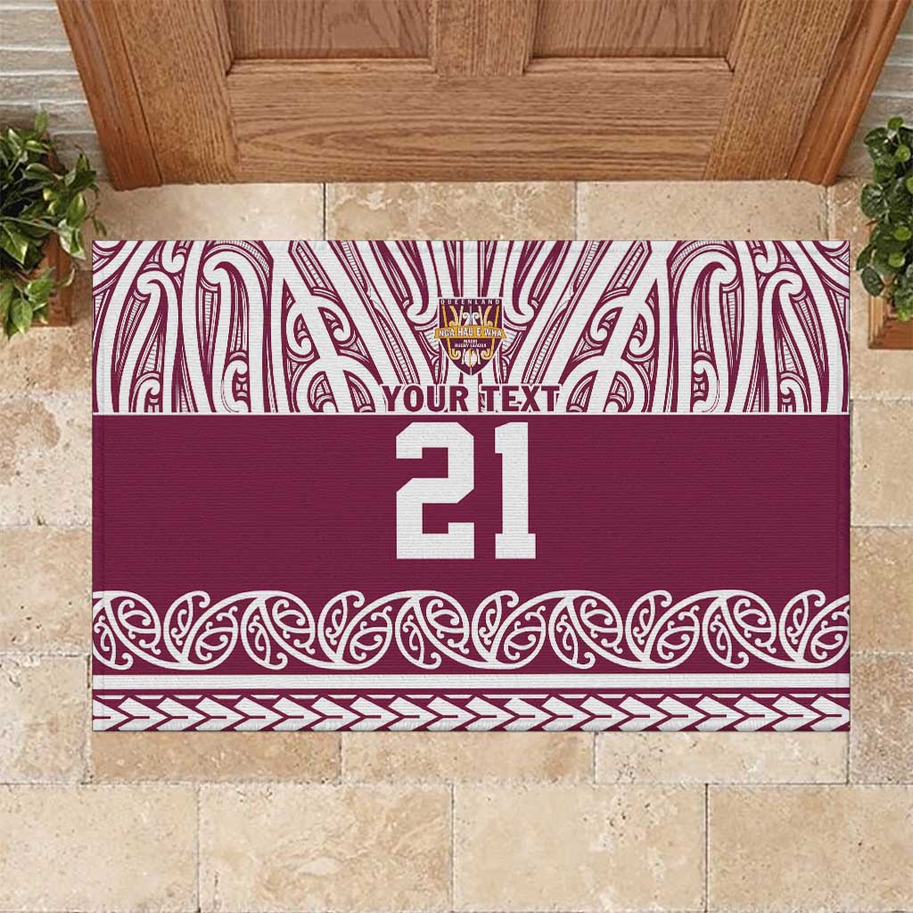Queensland Maori Nga Hau E Wha Custom Rubber Doormat Polynesian Maori Tribal Pattern