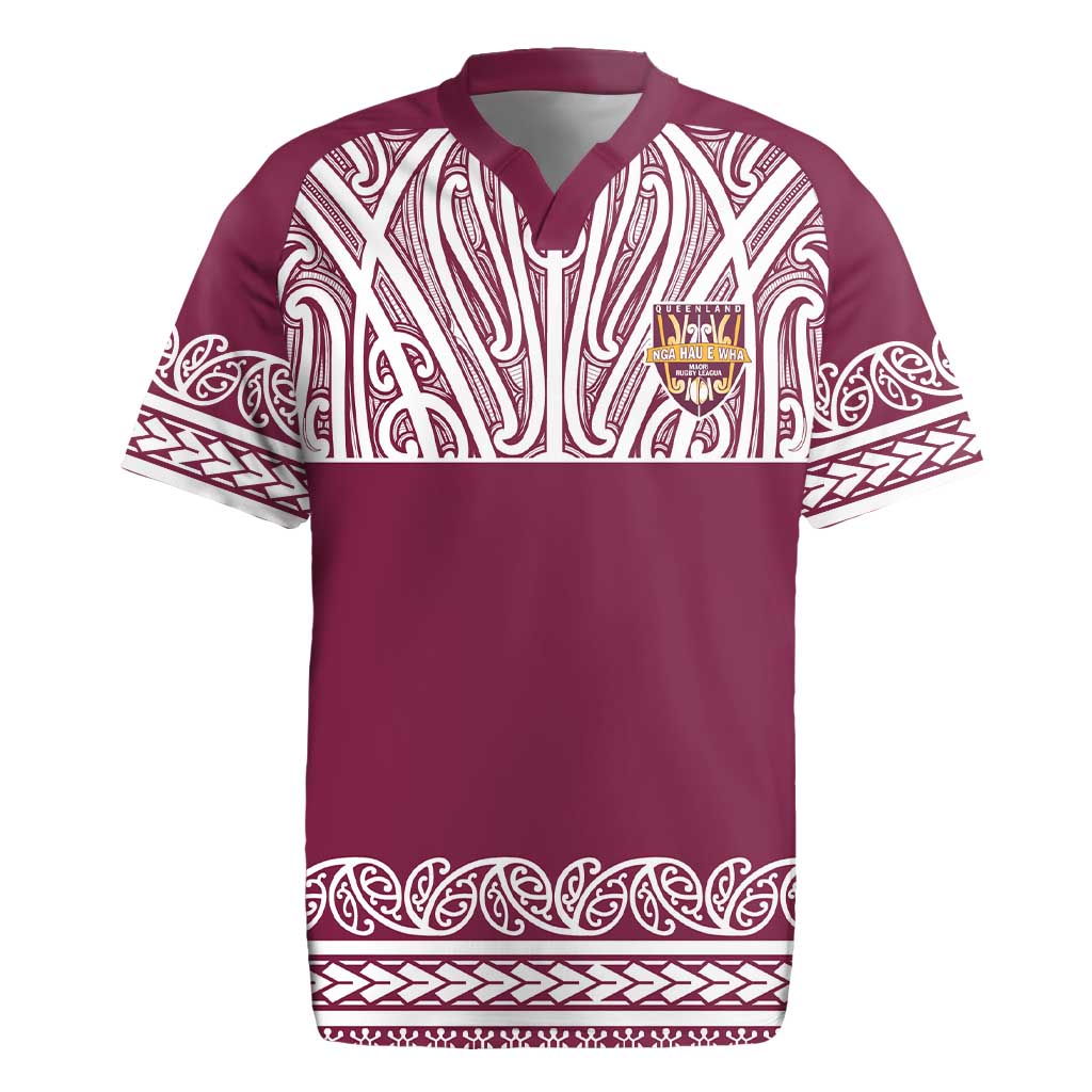Queensland Maori Nga Hau E Wha Custom Rugby Jersey Polynesian Maori Tribal Pattern