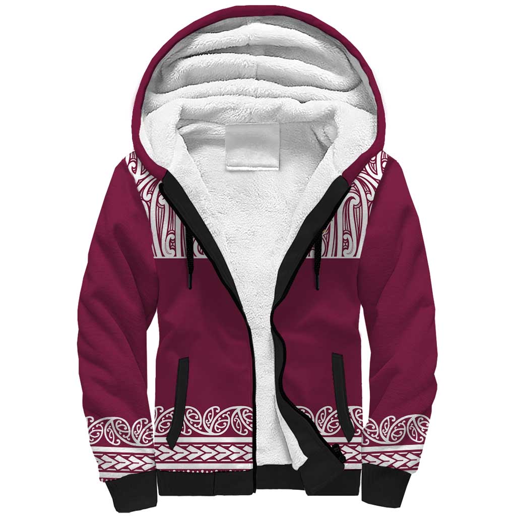 Queensland Maori Nga Hau E Wha Custom Sherpa Hoodie Polynesian Maori Tribal Pattern