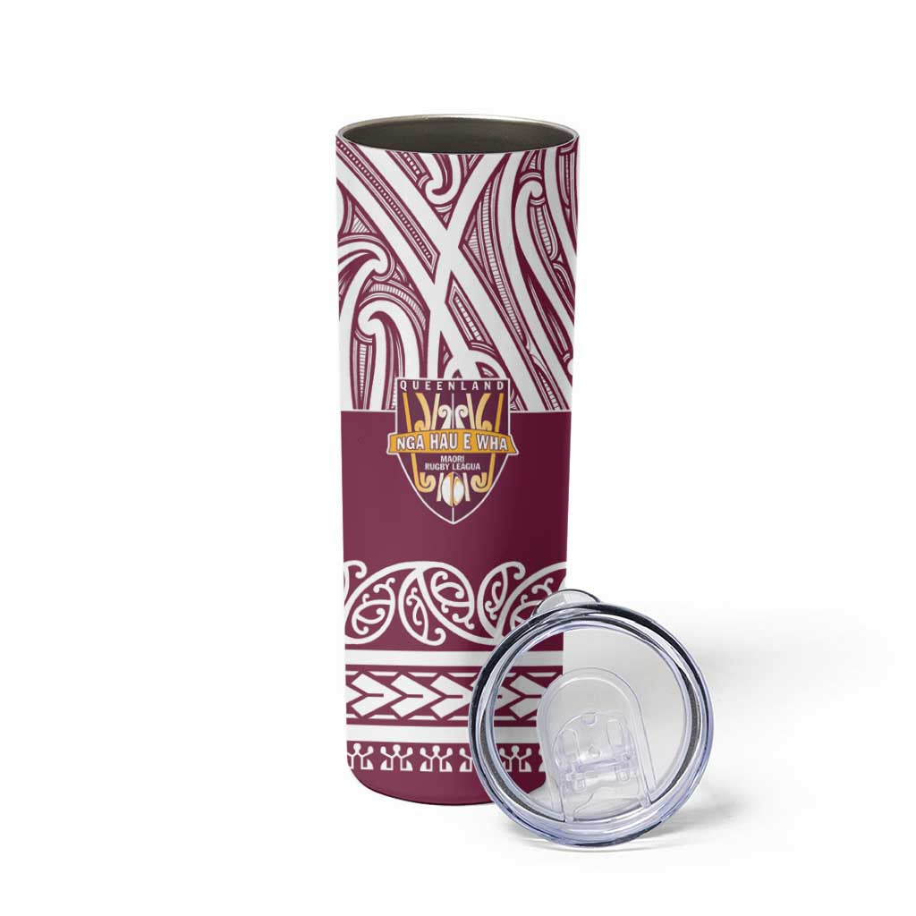 Queensland Maori Nga Hau E Wha Custom Skinny Tumbler Polynesian Maori Tribal Pattern