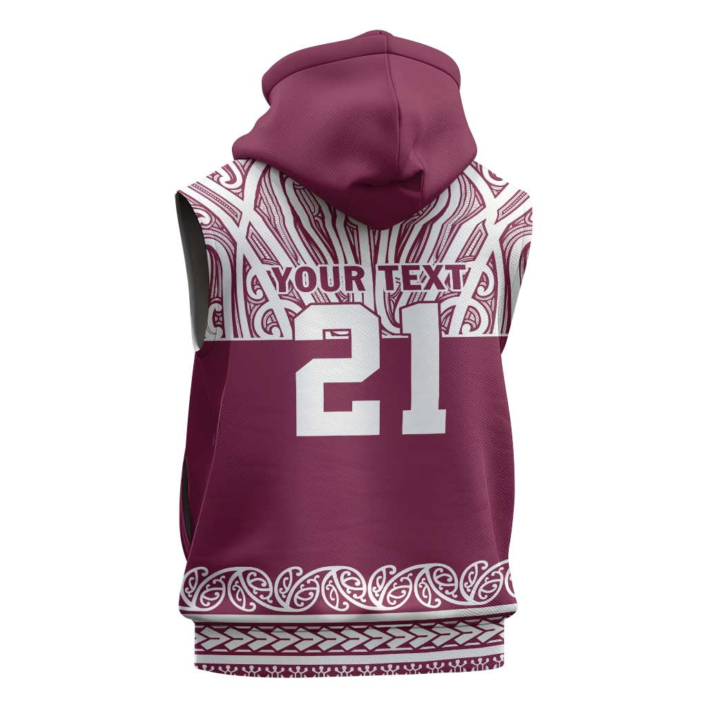 Queensland Maori Nga Hau E Wha Custom Sleeveless Hoodie Polynesian Maori Tribal Pattern - Polynesian Pride