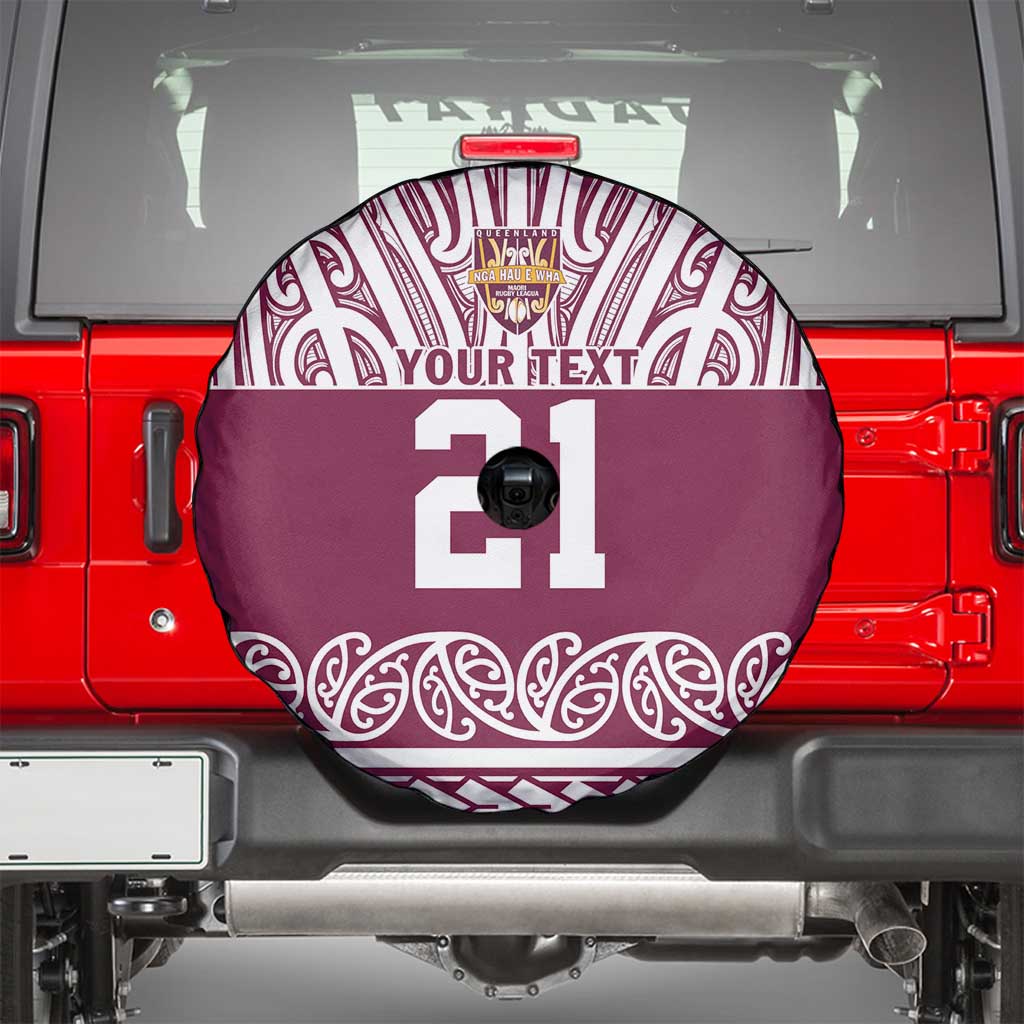 Queensland Maori Nga Hau E Wha Custom Spare Tire Cover Polynesian Maori Tribal Pattern