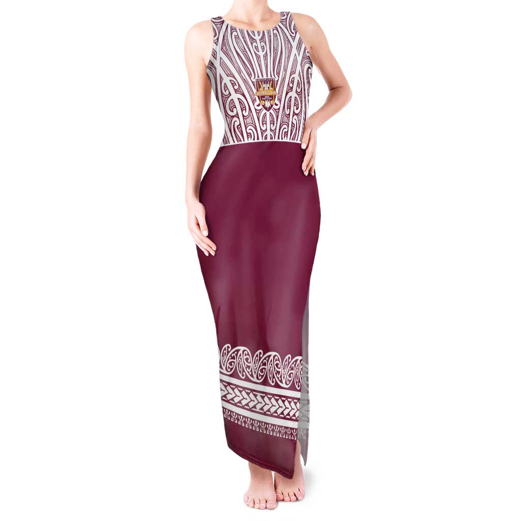 Queensland Maori Nga Hau E Wha Custom Tank Maxi Dress Polynesian Maori Tribal Pattern