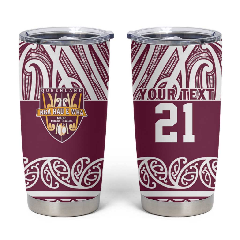 Queensland Maori Nga Hau E Wha Custom Tumbler Cup Polynesian Maori Tribal Pattern