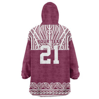 Queensland Maori Nga Hau E Wha Custom Wearable Blanket Hoodie Polynesian Maori Tribal Pattern