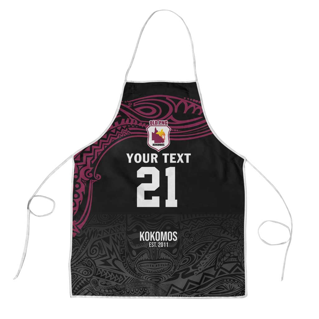 Queensland Papua New Guinea Custom Apron All Black Pacific PNG Tribal Style - Polynesian Pride