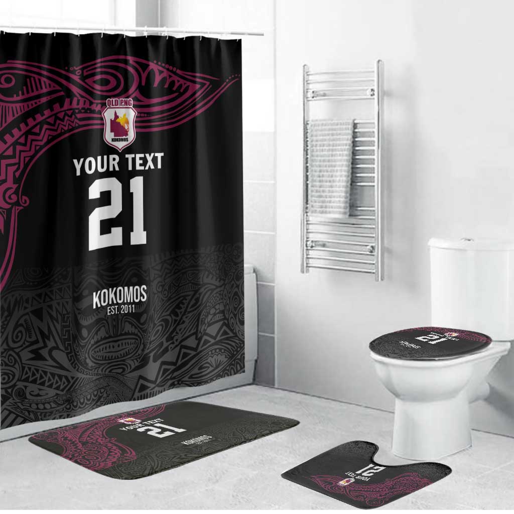 Queensland Papua New Guinea Custom Bathroom Set All Black Pacific PNG Tribal Style - Polynesian Pride