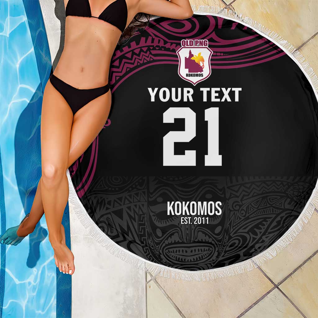 Queensland Papua New Guinea Custom Beach Blanket All Black Pacific PNG Tribal Style
