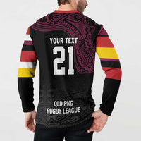 Queensland Papua New Guinea Custom Button Sweatshirt All Black Pacific PNG Tribal Style