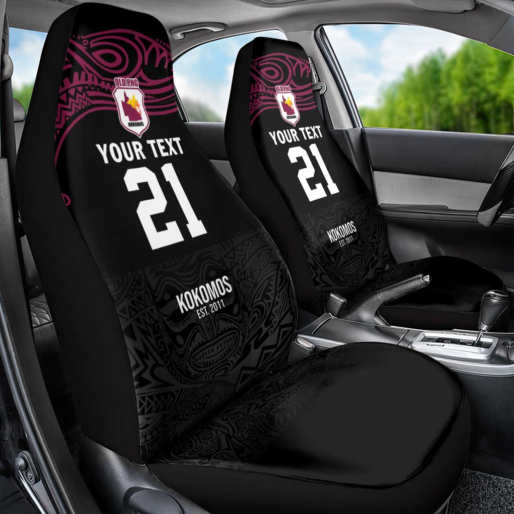 Queensland Papua New Guinea Custom Car Seat Cover All Black Pacific PNG Tribal Style