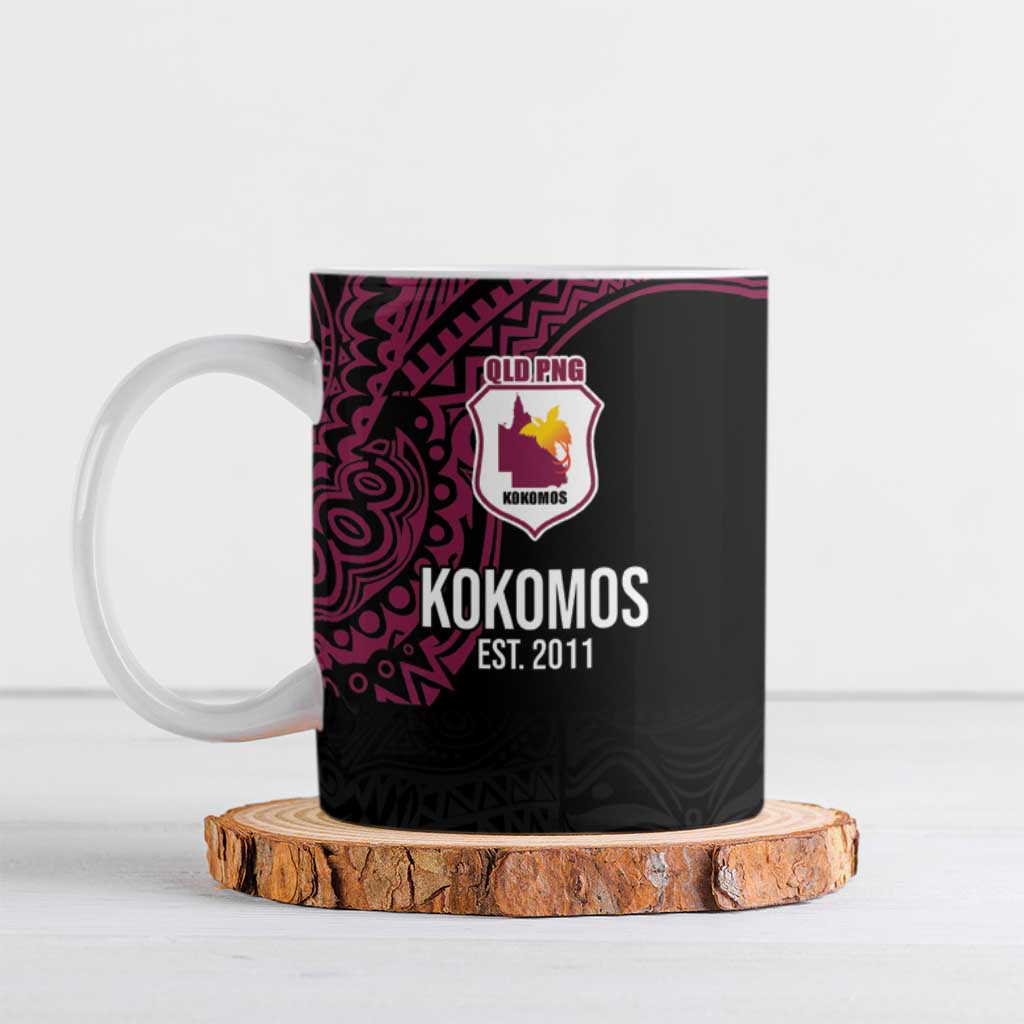 Queensland Papua New Guinea Custom Ceramic Mug All Black Pacific PNG Tribal Style LT9 Black - Polynesian Pride