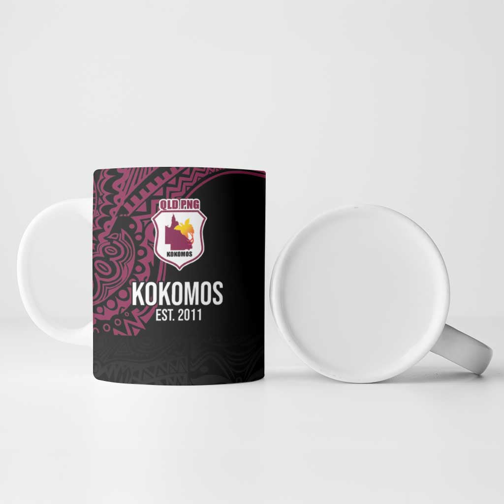 Queensland Papua New Guinea Custom Ceramic Mug All Black Pacific PNG Tribal Style LT9 - Polynesian Pride
