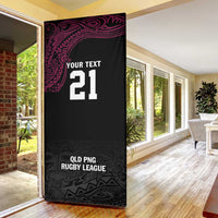 Queensland Papua New Guinea Custom Door Cover All Black Pacific PNG Tribal Style - Polynesian Pride