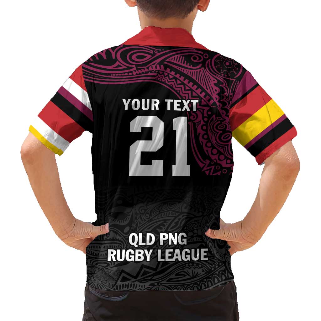 Queensland Papua New Guinea Custom Family Matching Long Sleeve Bodycon Dress and Hawaiian Shirt All Black Pacific PNG Tribal Style